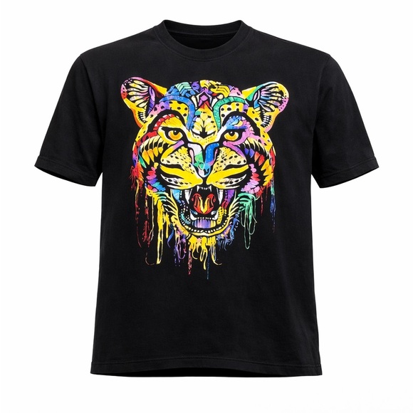 The Mesch Other - Thessh Men’s Mexican Bright Colorful Lion Head Graphic Print 2-Sided Shirt​​​​​​